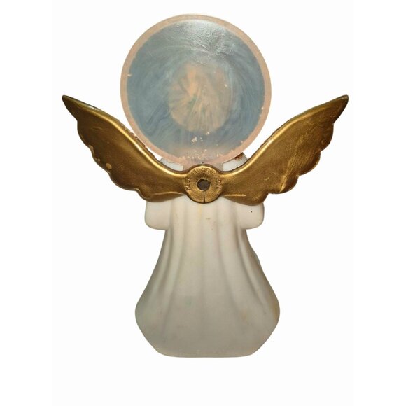 Vintage Ceramic & Fabric Angel Figurines Set - Glitter Wings Cloud Base - Home D - Picture 6 of 10
